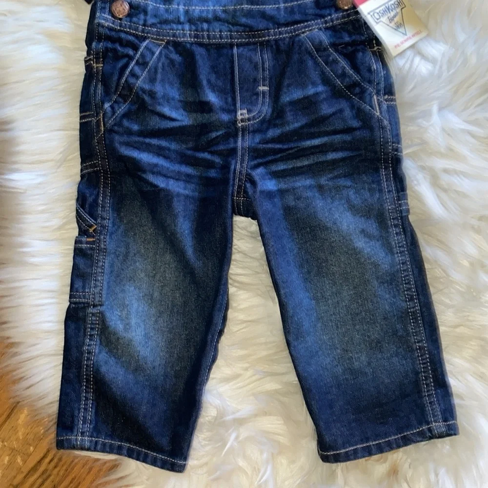 OshKosh B'Gosh 12M Blue Denim Vestbak Overalls Snap Crotch closure